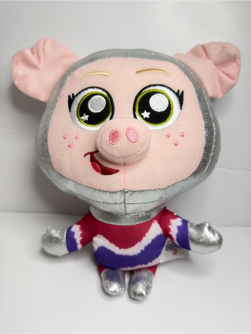 Pink Pig Plush in Silver Space Suit